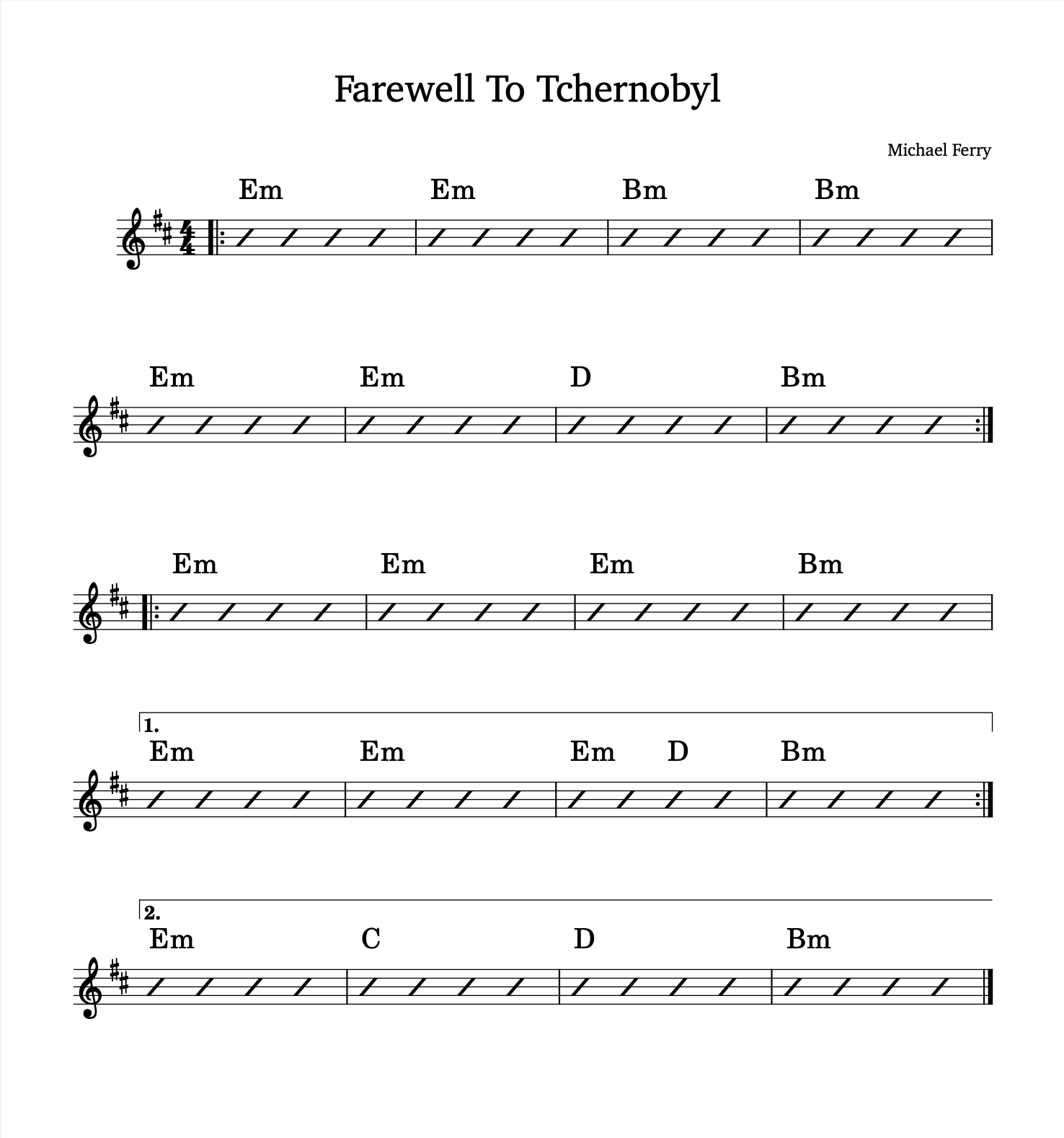 Farewell to Tchernobyl - Chord Version 2
