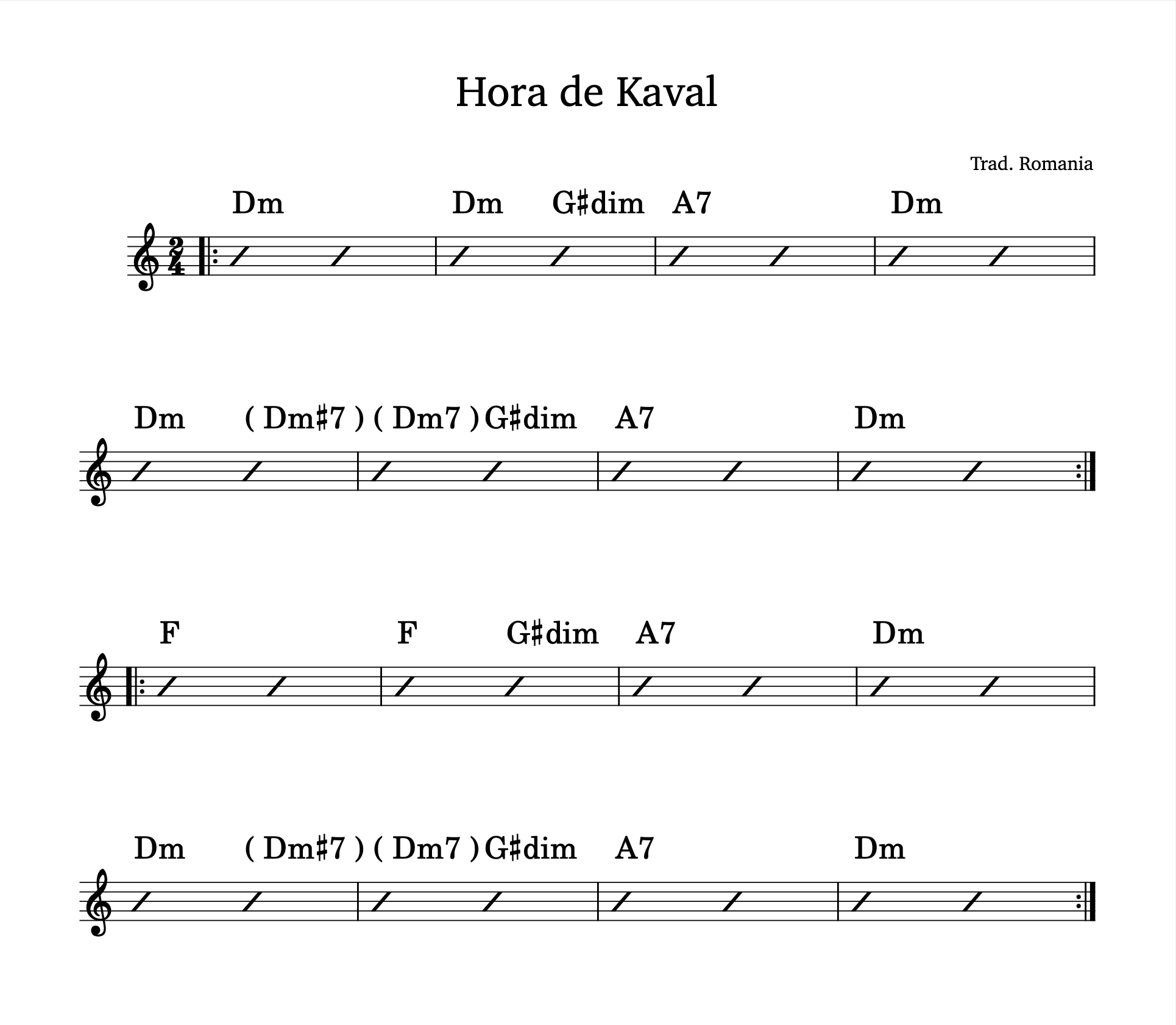 Chord diagram for Hora de Kaval